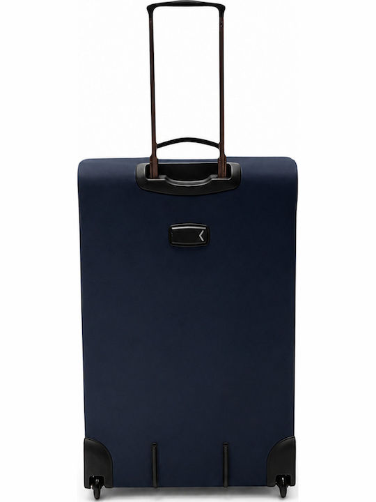 Diplomat Venice Large Fabric Blue Suitcase Height 75cm