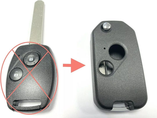 Techstar Husă Pentru Chei Auto Tip Flip Transformer 2 Butoane Honda Accord Civic Jazz Cr-v Compatibil Upgrade Hon66