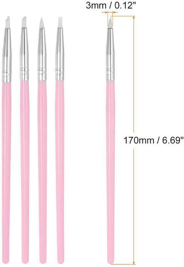 Wd Nail Art Silikon Pinsel Set Nagelkunst Pinsel Silikon 5 Stück Rosa