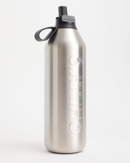 Chilly's Series 3 Flip Бутилка Термос Неръждаема стомана Без BPA 1 л Stainless Steel с Мундщук, Примка и Сламка