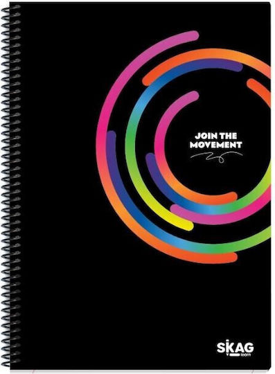 Skag Spiral Notebook Ruled A4 60 Sheets 2 Subjects Color Black