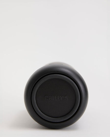 Chilly's Series 3 Flip Μπουκάλι Θερμός Ανοξείδωτο BPA Free 500ml Onyx Black με Επιστόμιο, Θηλιά και Καλαμάκι