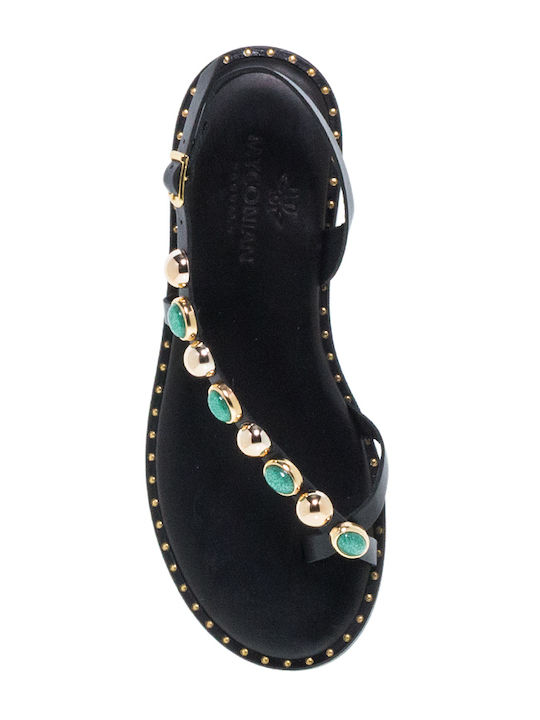 Myconian Leather Women's Flat Sandals Black
