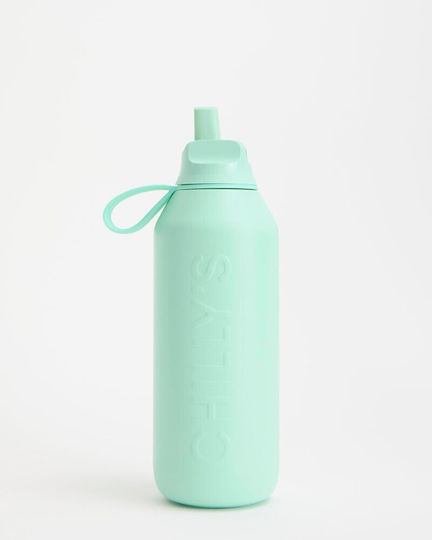 Chilly's Series 3 Flip Бутилка Термос Неръждаема стомана Без BPA 500ml Опалово зелено с Мундщук, Примка и Сламка