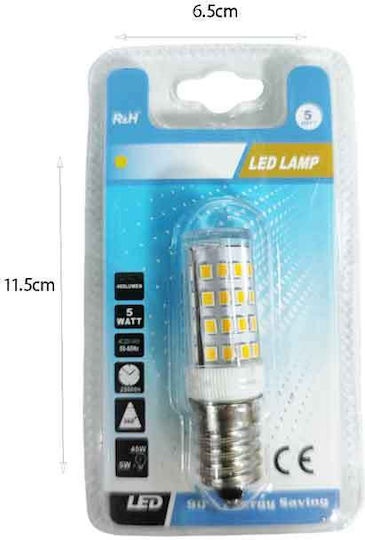 LED Bulb 5W 115mm for E14 Socket Yellow 400lm
