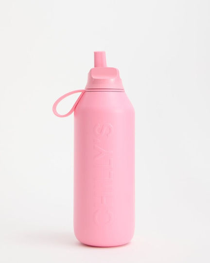 Chilly's Series 3 Flip Бутилка Термос Неръждаема Стомана Без BPA 500ml Лотус Розов с Мундщук, Примка и Сламка