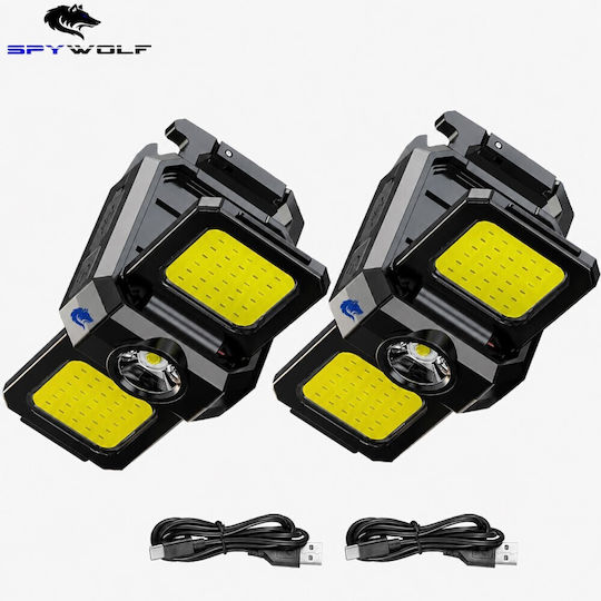 Spywolf Mini Ultra Strong LED Waterproof Multifunctional Flashlight COB Rechargeable Type-C Port 8pcs TC-564