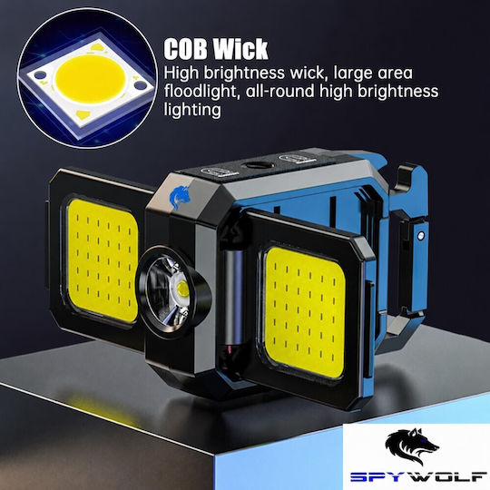 Spywolf Mini Ultra Strong LED Waterproof Multifunctional Flashlight COB Rechargeable Type-C Port 8pcs TC-564
