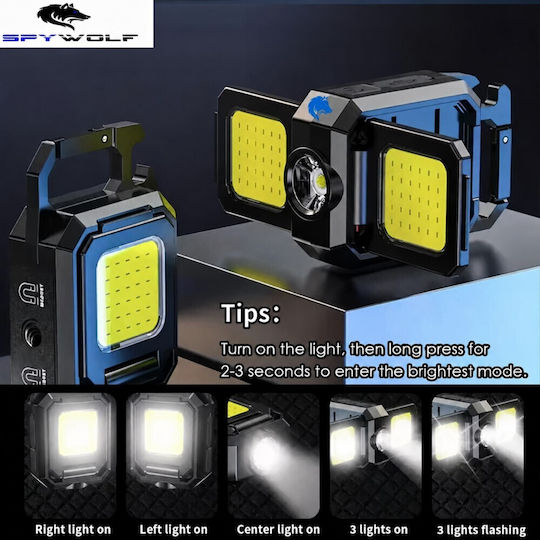 Spywolf Mini Ultra Strong LED Waterproof Multifunctional Flashlight COB Rechargeable Type-C Port 8pcs TC-564
