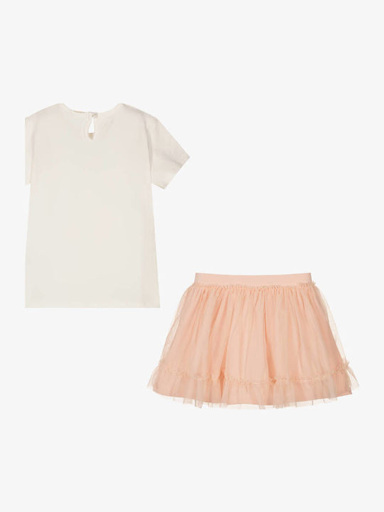 Kinderbekleidungssets mit Sommerrock 2Stücke Weiß - Rosa