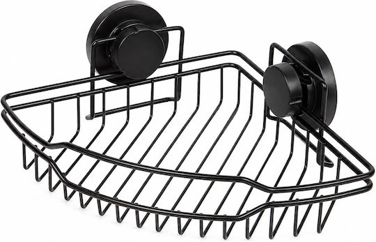 Corner Wall Mounted Bathroom Shelf Metallic 22x22x8cm Black