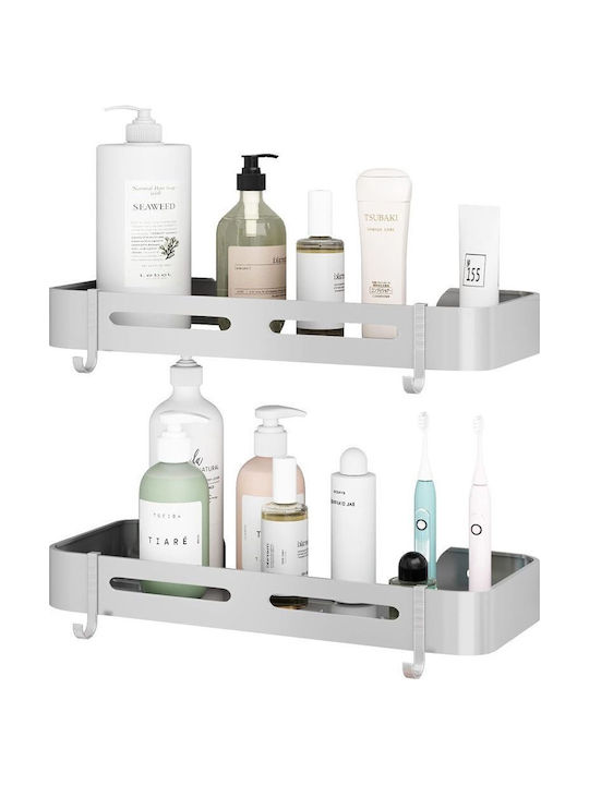 Shelf Udear * 8865-29 Стенна Етажерка за Баня с 4 Рафтове 30x13x4.5cm Сребриста