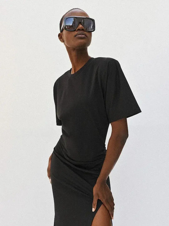 Лятна Midi T-shirt Рокля с цепка Черна