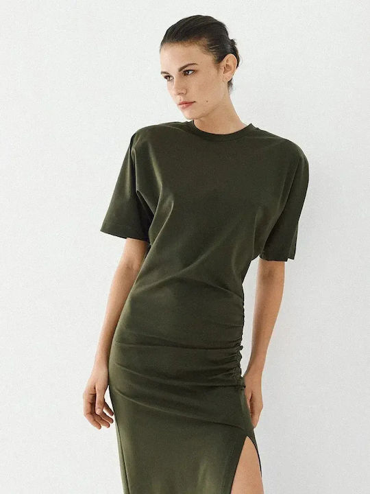 Лятна Midi T-shirt Рокля С цепка Olive