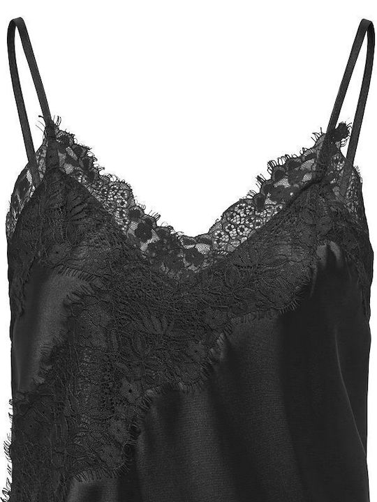 Only Women's Satin Blouse with Lace Black