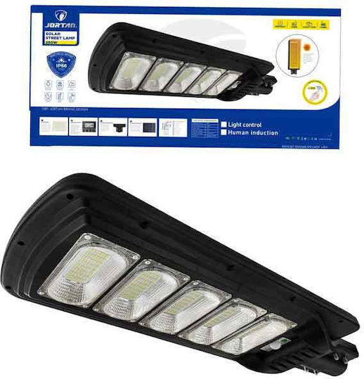 Jortan Waterproof Solar Road Light 250W Cold White 6500K with Motion Sensor, Photocell and Remote Control IP66