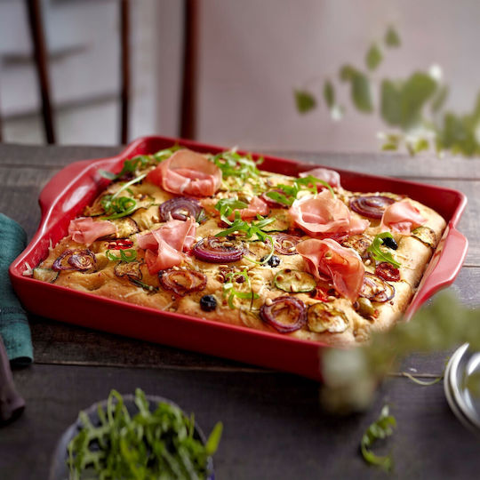 Emile Henry Rectangular Heat-Resistant Cookware Ceramic with Stand 40x31.5x8.8cm