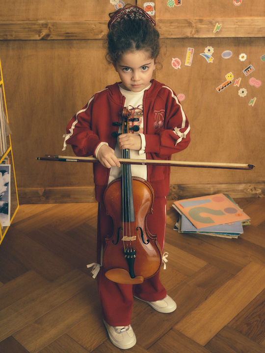 Kids Tracksuit Set With Burgundy Jacket