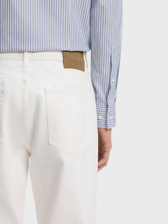Pantaloni De Blugi Pentru Bărbați Slim Tapered Fit Albi