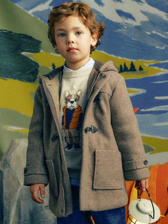 Kids Montgomery Coat Short Hooded Dark Brown