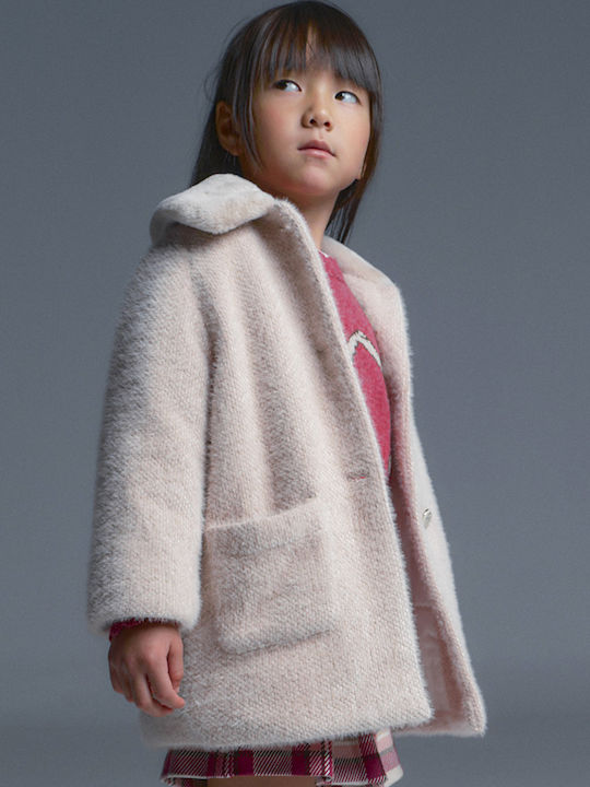 Kids Short Coat Beige Open