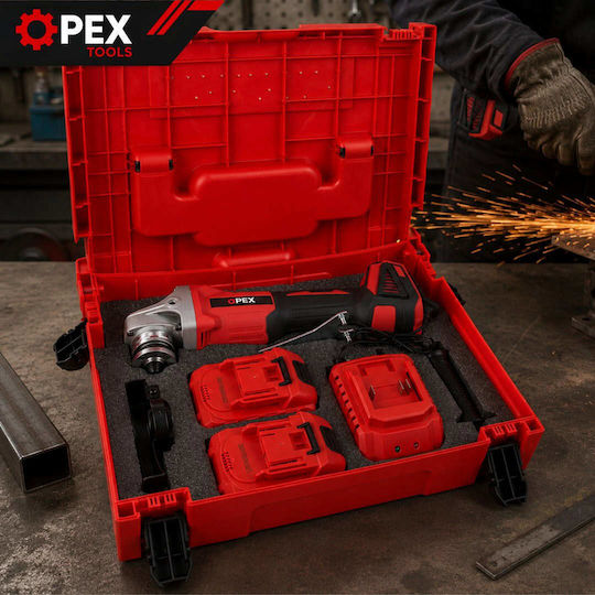 Erem OPX28010 125mm Battery Brushless Angle Grinder with Speed Adjustment 2x3Ah