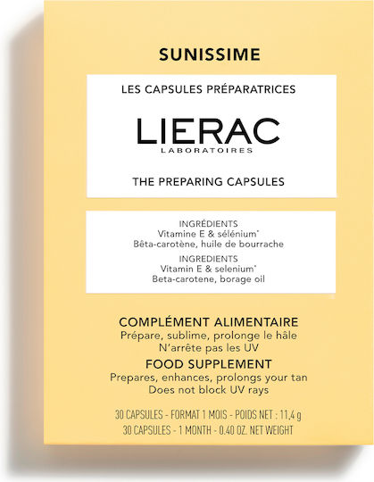 Lierac Sunissime Pregătire Bronzing Supliment Alimentar Cu Vitamina E și Seleniu 30 Capsule