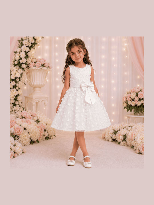 Mädchenkleid mit Pailletten Weiß
