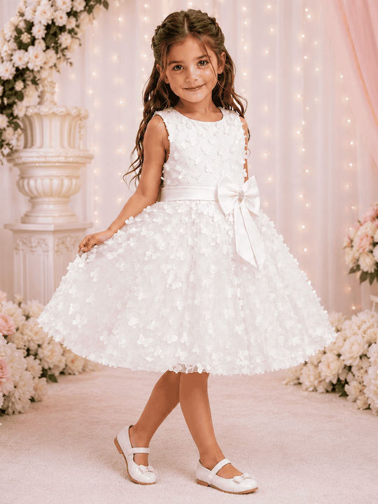 Mädchenkleid mit Pailletten Weiß