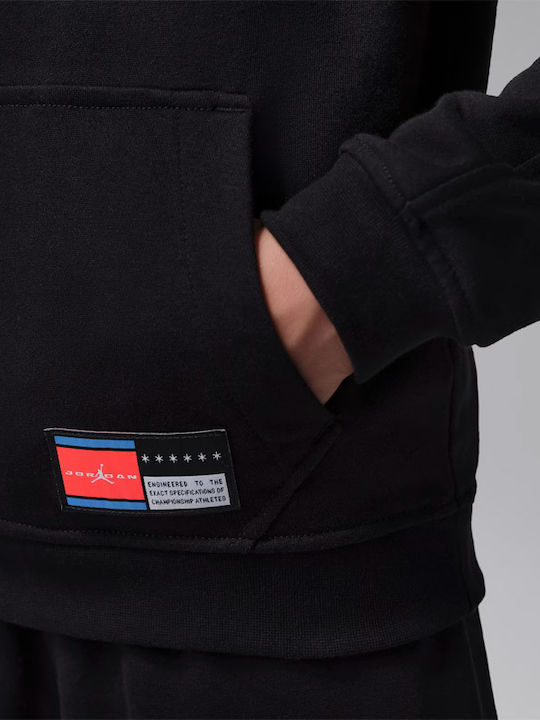 Fleece Παιδικό Φούτερ με Κουκούλα Μαύρο