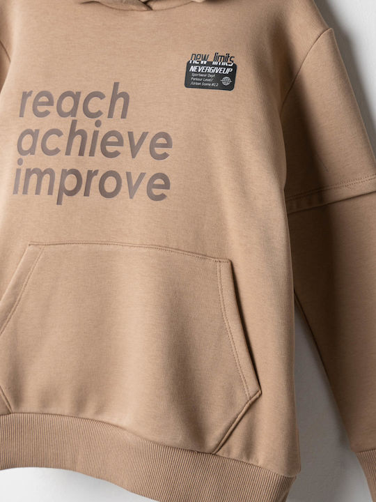 Hashtag Kids Sweatshirt with Hood and Pockets Brown