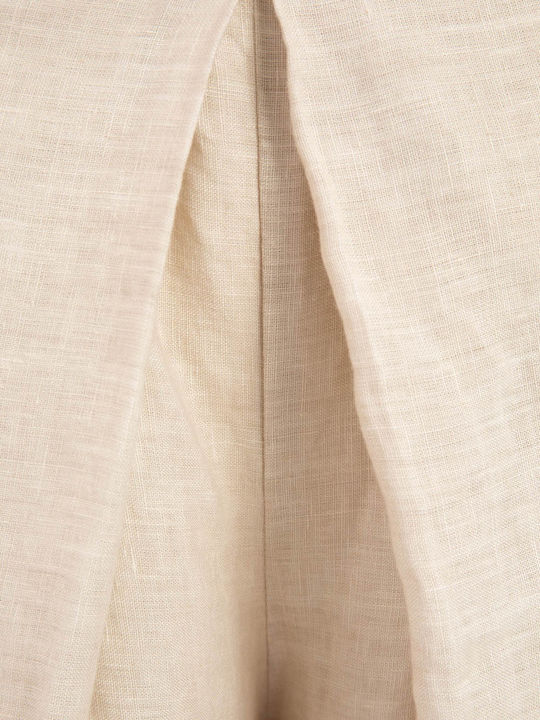 Damen Leinenhose mit Gummiband Beige