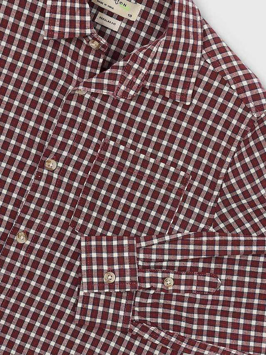 Kids Checked Long-Sleeved Shirt Terracotta