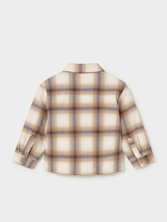 Kids Checked Short-sleeved Shirt Beige