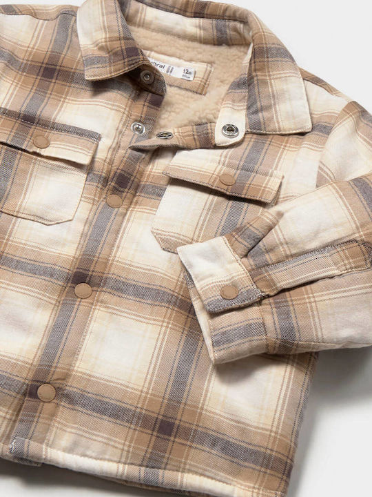Kids Checked Short-sleeved Shirt Beige