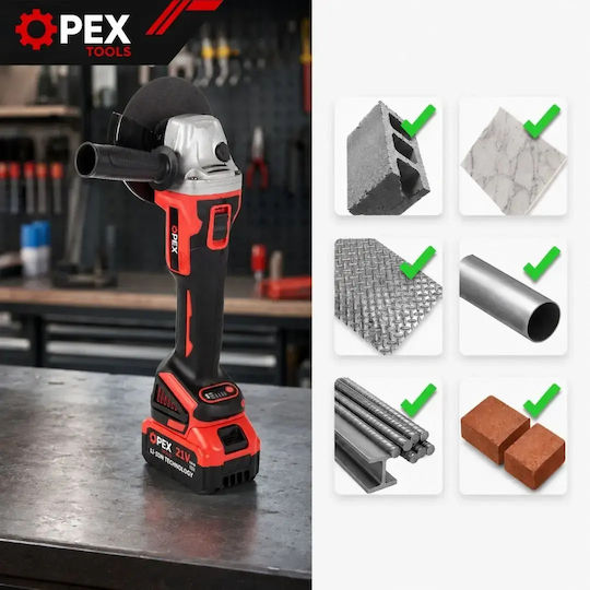 Erem OPX28007 Angle Grinder, Drill Driver, Impact Driver & Hammer Brushless 21V with 2 Batteries 3Ah and Case