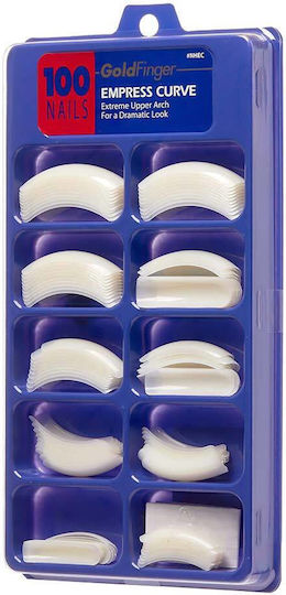 Gold Finger Clear Empress Curve Tips Artificial Nails Extreme Long 100 Pieces Natural White