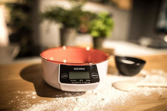 Koenic Digitale Küchenwaage mit Eimer bis 5kg Orange