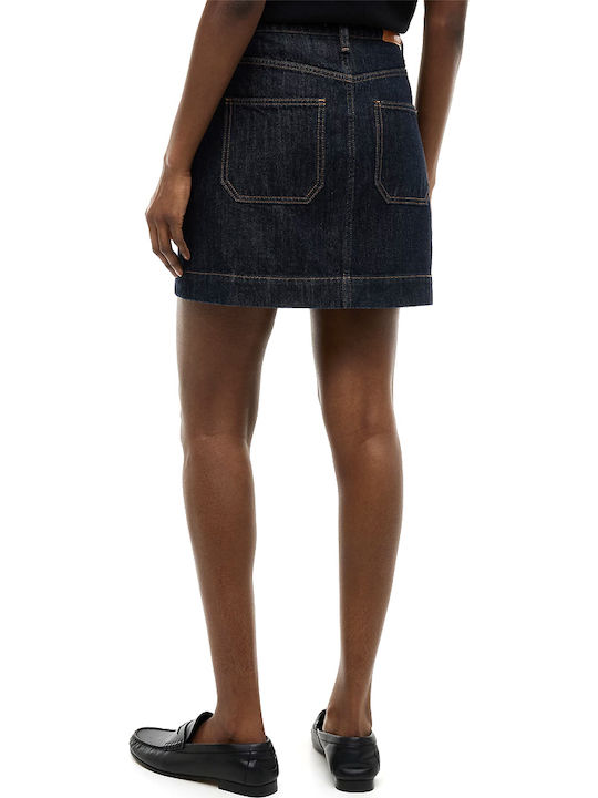 Tommy Hilfiger Fustă mini din denim cu talie înaltă albastră