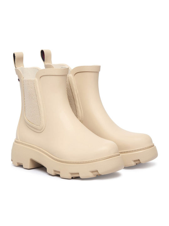 Women's Ankle Boots with Mid Heel Beige