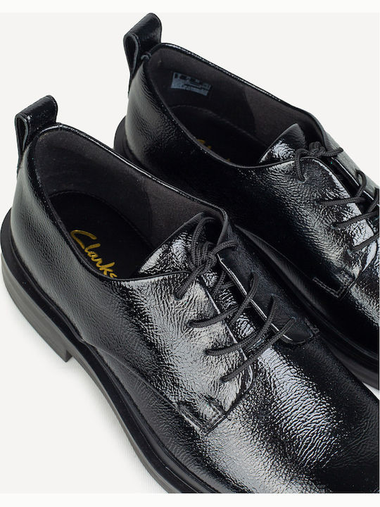 Lace Derby Oxford-uri Pentru Femei Din Piele În Culoare Neagră