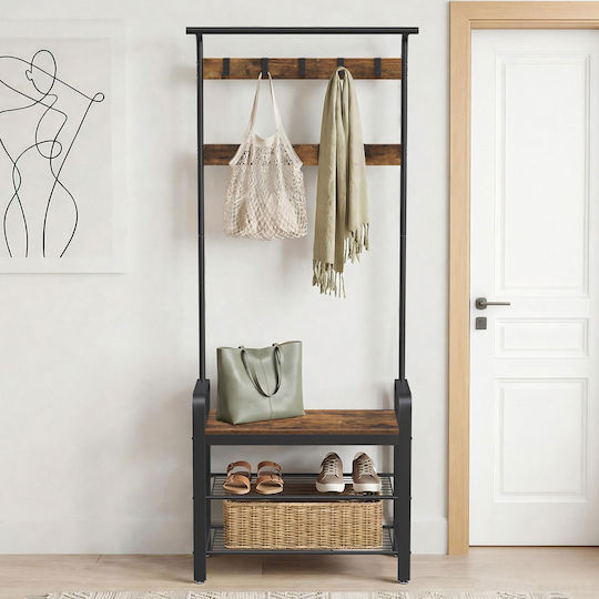 Entryway Furniture with Hanger & Bench Particle Board 72x33.7x183cm