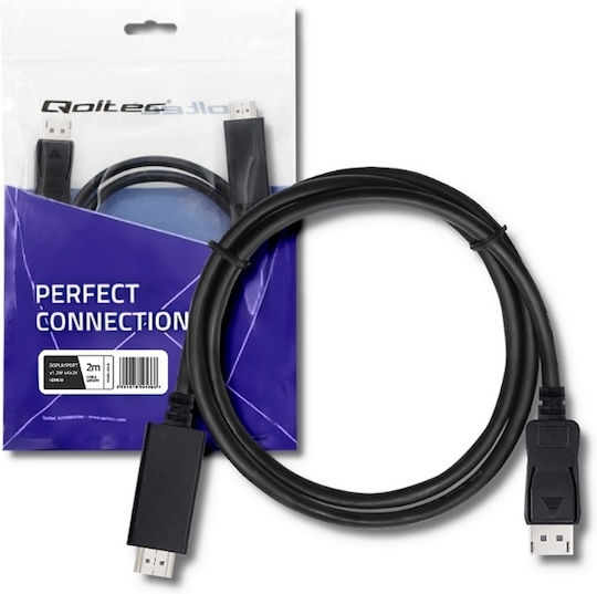 Qoltec Kabel DisplayPort-Stecker - HDMI-Stecker 2m Schwarz (50436)