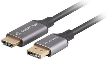 Lanberg DisplayPort M to HDMI M Cable Adapter 1m 4K Black-Silver