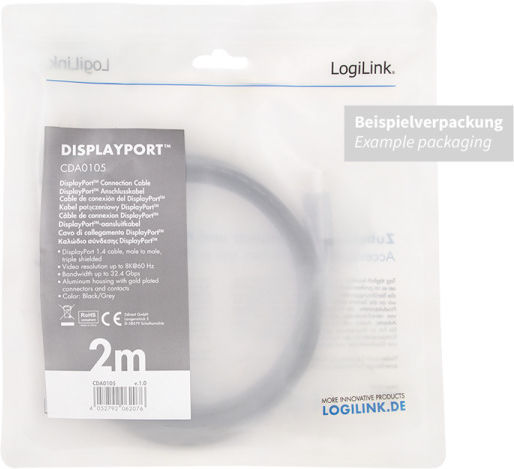 LogiLink Cablu DisplayPort - DisplayPort 1m Negru (CDA0104)