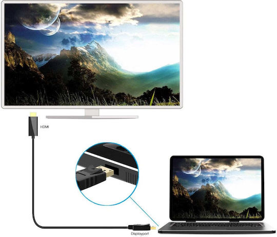 Techly Kabel DisplayPort-Stecker - HDMI-Stecker 2m Schwarz (ICOC-DSP-H12-020)