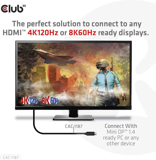 Club3D Kabel Mini-DisplayPort-Stecker - HDMI-Stecker 1.8m Schwarz (CAC-1187)