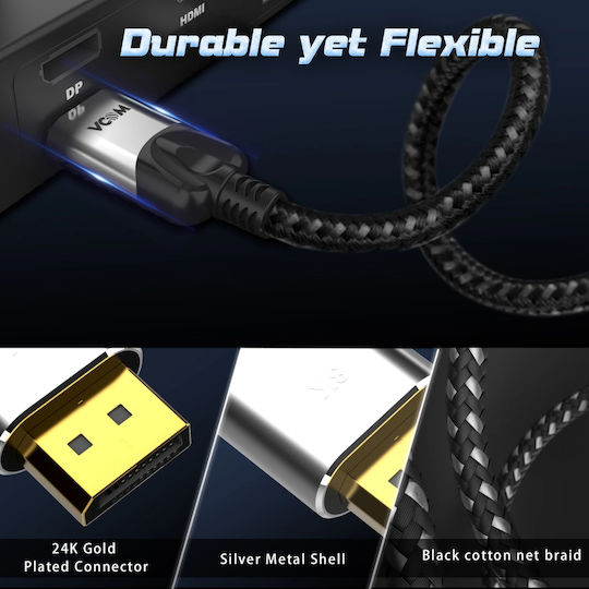 Vcom Cg635f-1.0m кабел DisplayPort M към DisplayPort F 1.0m черен