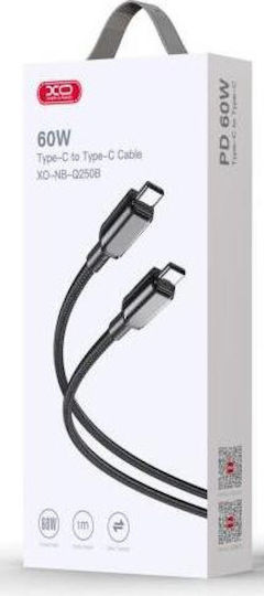 XO NB-Q239B USB 2.0 Cable USB-C Male - USB-C 60W PD Black 1m XO-NB239B-BK