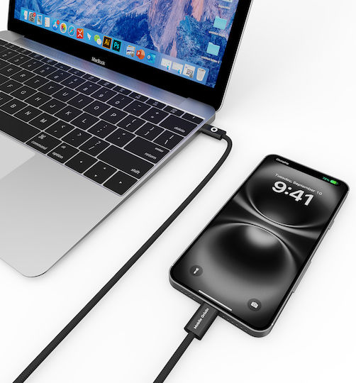 Mobile Origin Braided USB 2.0 Video Cable USB-C Male - USB-C 60W PD Black 1m MO-USC-CB11-BLK
